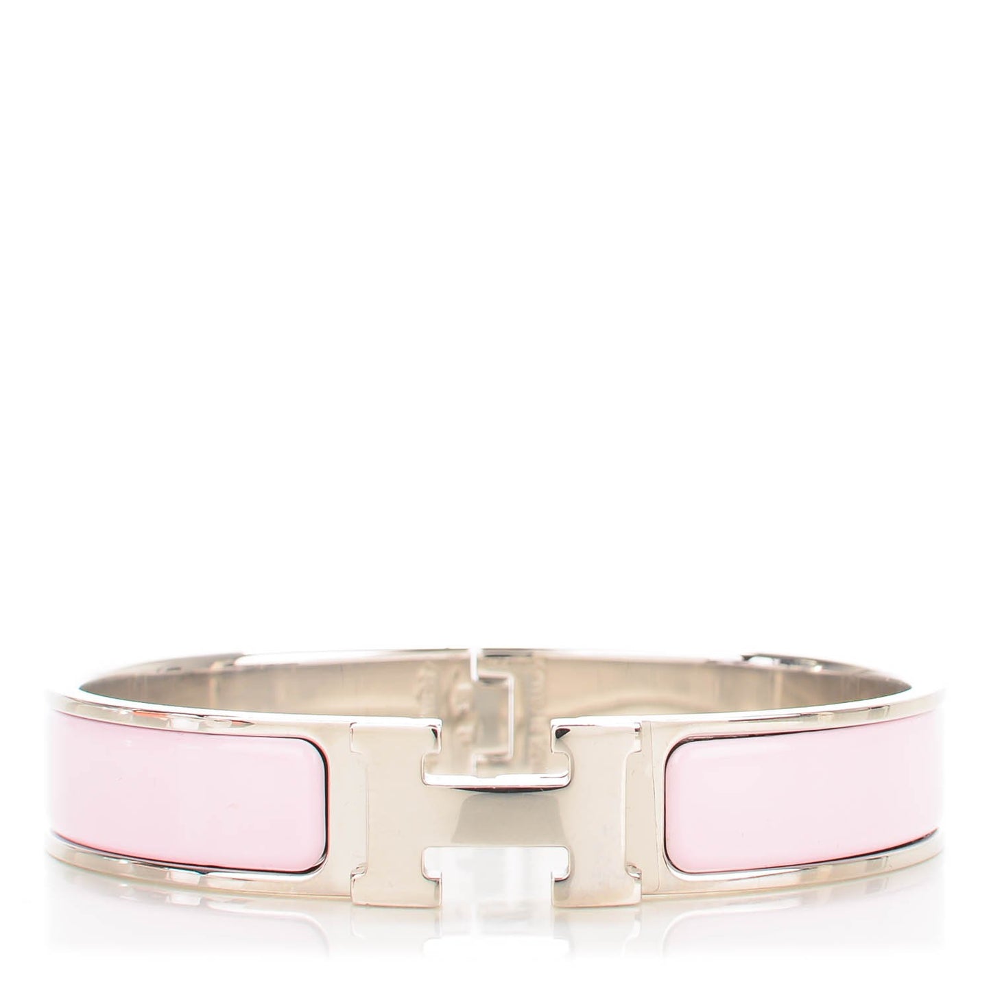Enamel Narrow Clic Clac H Bracelet GM Rose Poudre