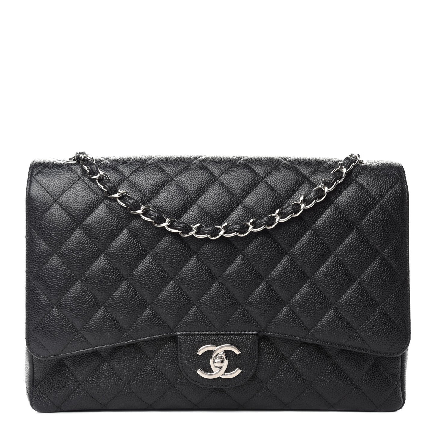 Caviar Quilted Maxi Double Flap Black