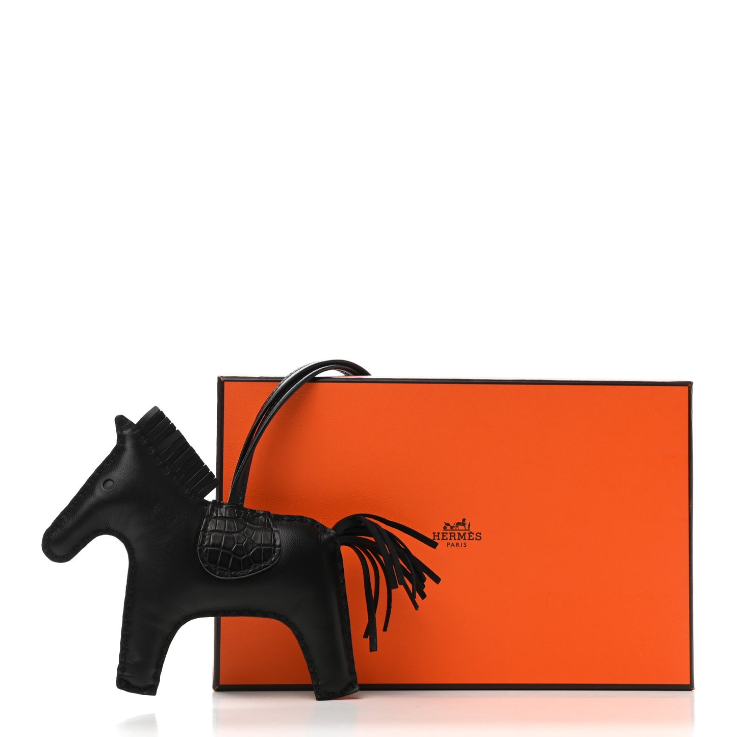 Milo Lambskin Matte Alligator Touch Grigri Rodeo Horse Bag Charm MM So Black