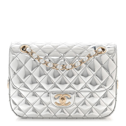 Chanel Mirror Calfskin Metallic Calfskin Medium Hollywood Boulevard Flap With Star Coin Purse Silvery 1 of 12