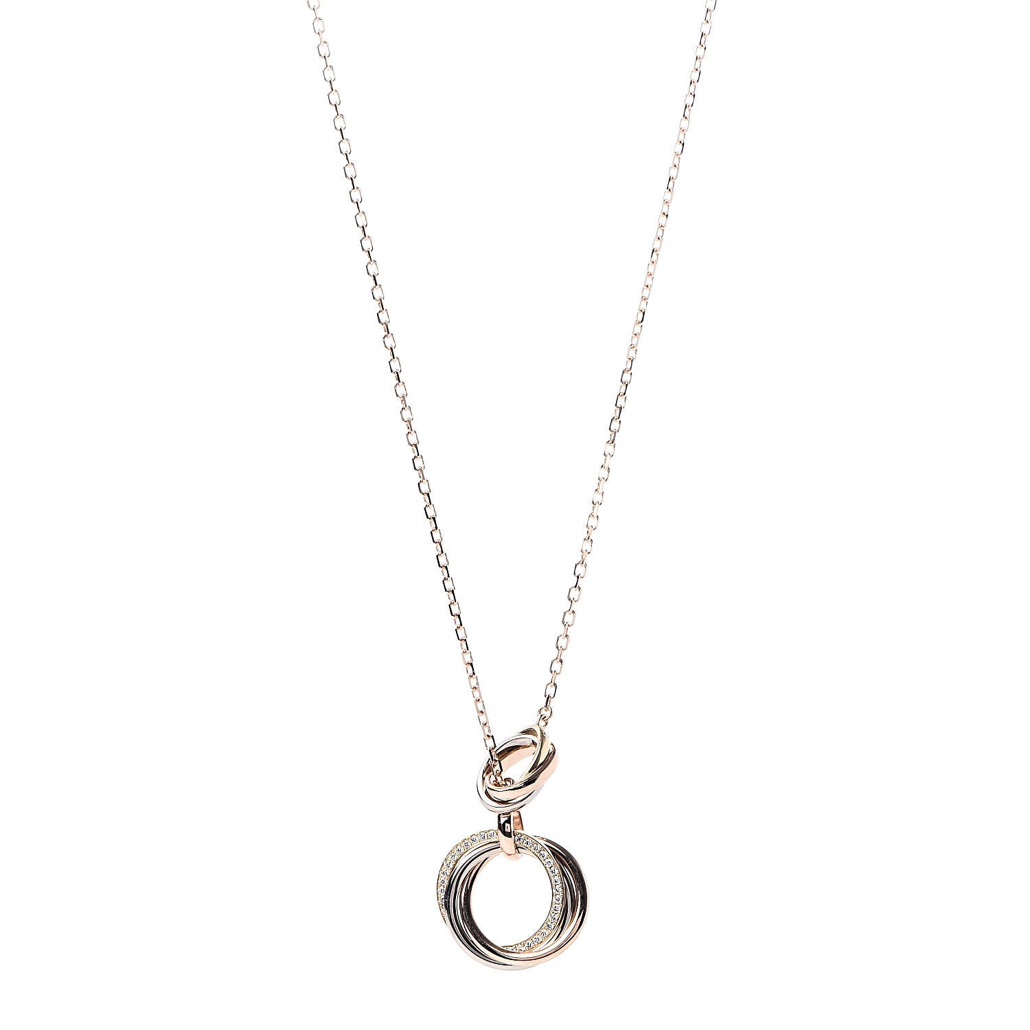 Cartier 18K Pink Yellow White Gold Diamond Trinity Lariat Necklace 1 of 7