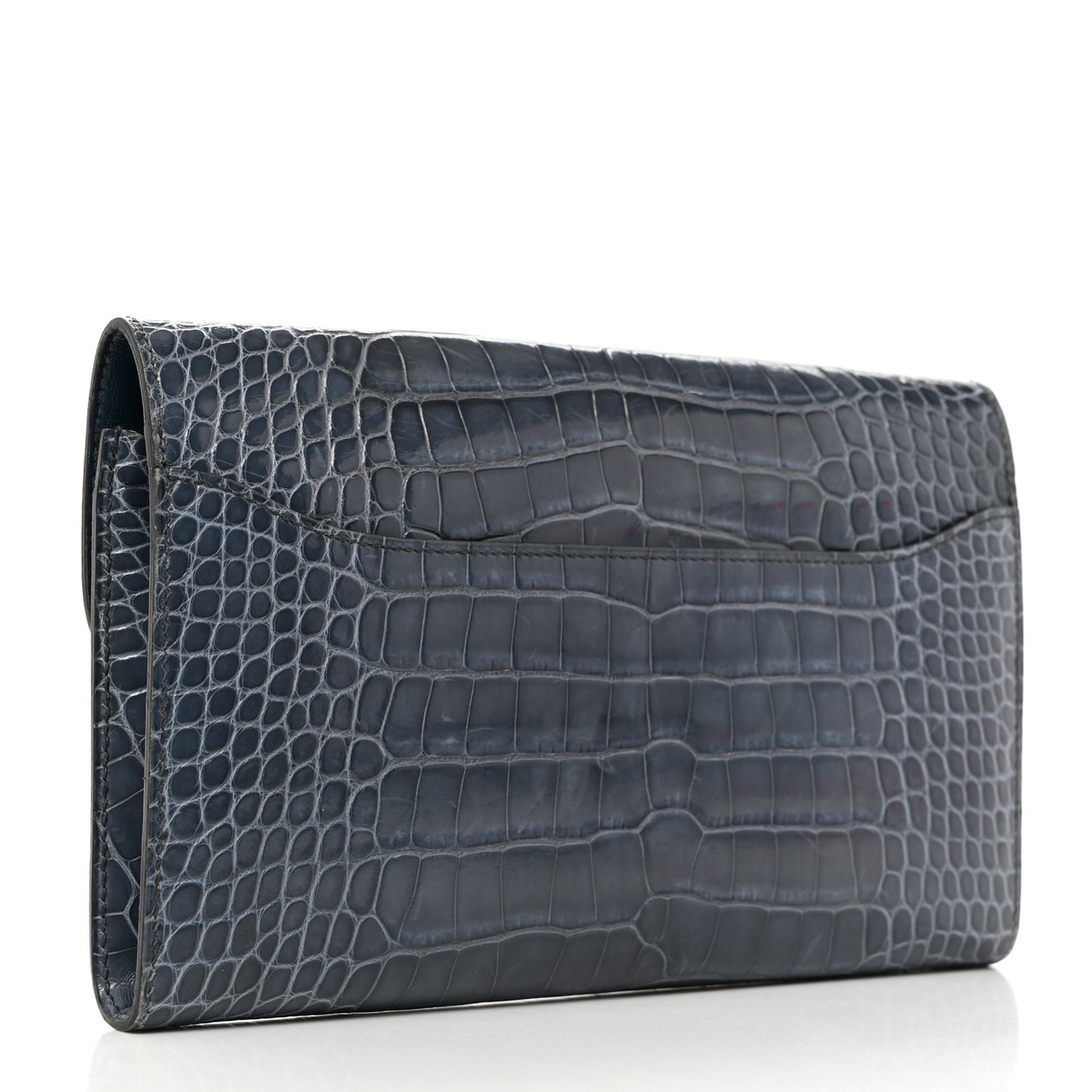 Shiny Alligator Constance Long Wallet Blue Jean