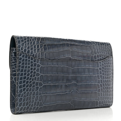 Hermes Shiny Alligator Constance Long Wallet Blue Jean 3 of 13