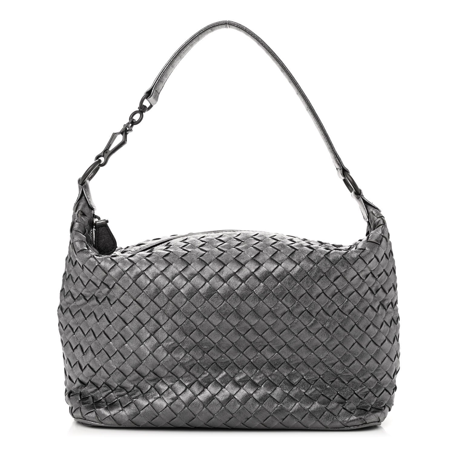 Bottega Veneta Metallic Nappa Intrecciato Small Shoulder Bag Steel 1 of 12