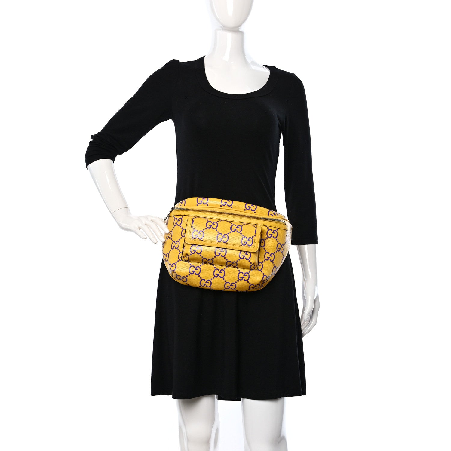 Gucci Calfskin GG Tennis Bi-Color Embossed Belt Bag Crop Purple 2 of 8