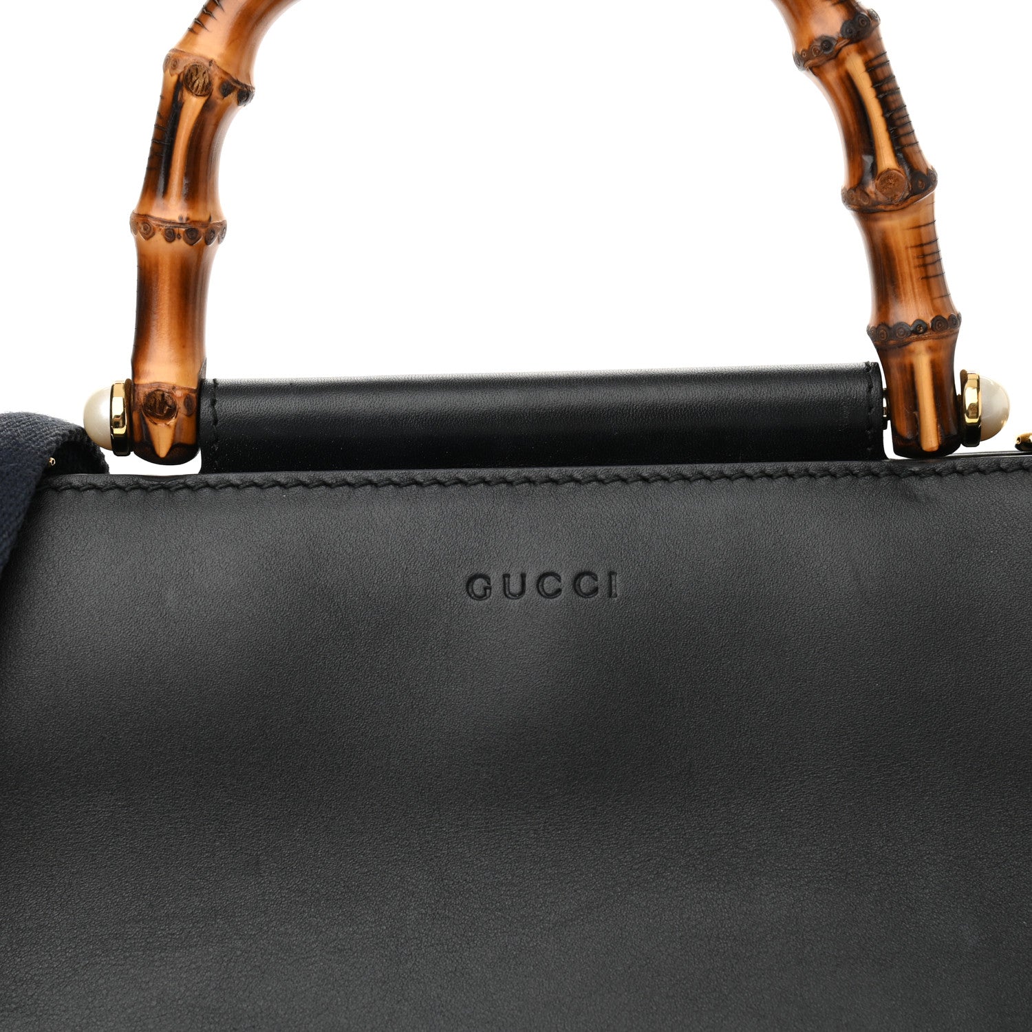 Gucci Nappa Bamboo Web Small Nymphaea Top Handle Bag Black 9 of 12