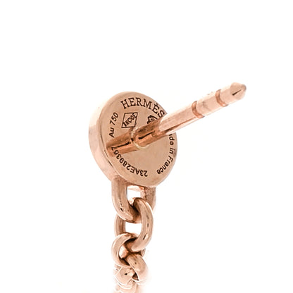 Hermes 18K Rose Gold Diamond Kelly Clochette Drop Earrings 4 of 4