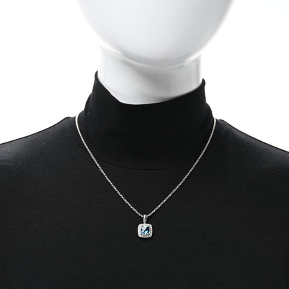 David Yurman Sterling Silver Diamond Hampton Blue Topaz 7mm Petite Albion Pendant Necklace 3 of 4