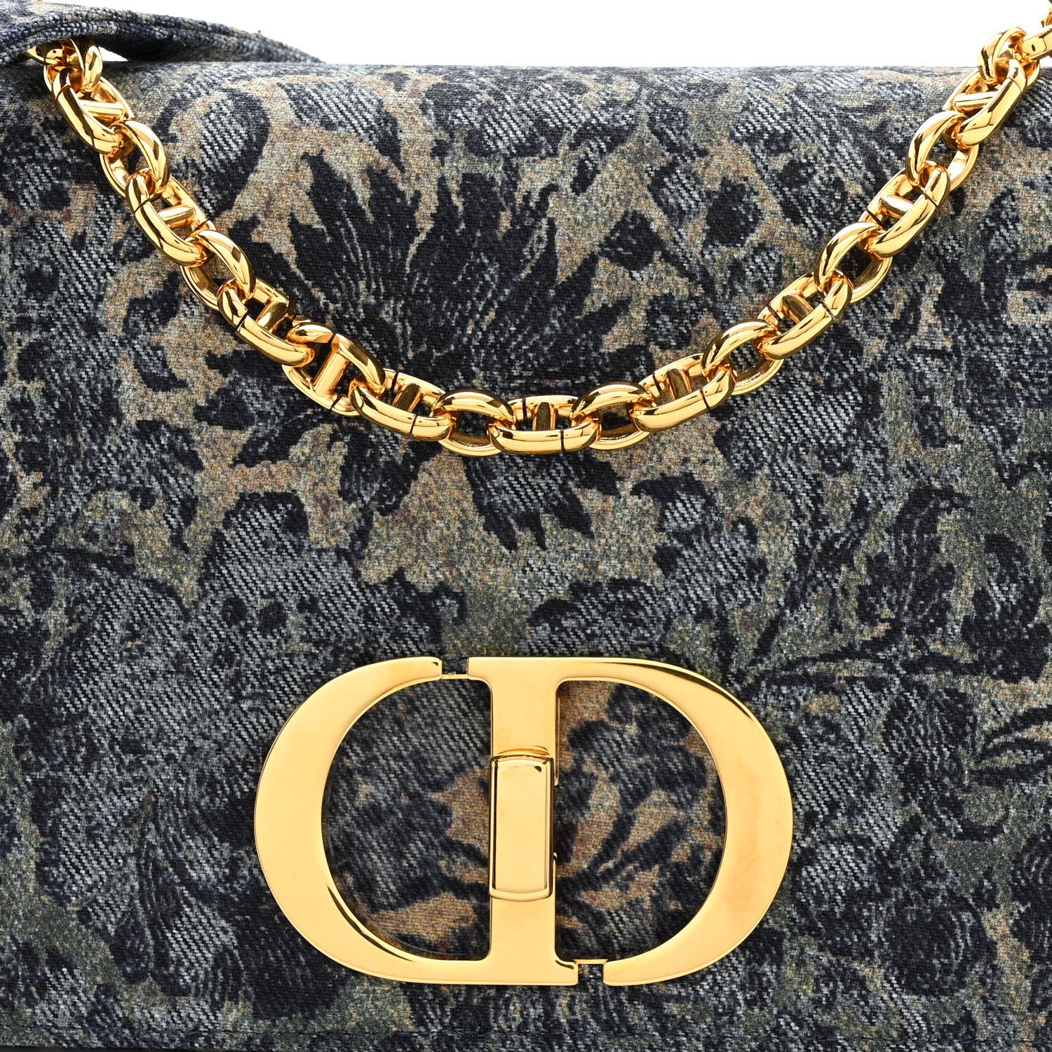 Christian Dior Denim Brocart Embroidered Medium Caro Bag Blue 8 of 10