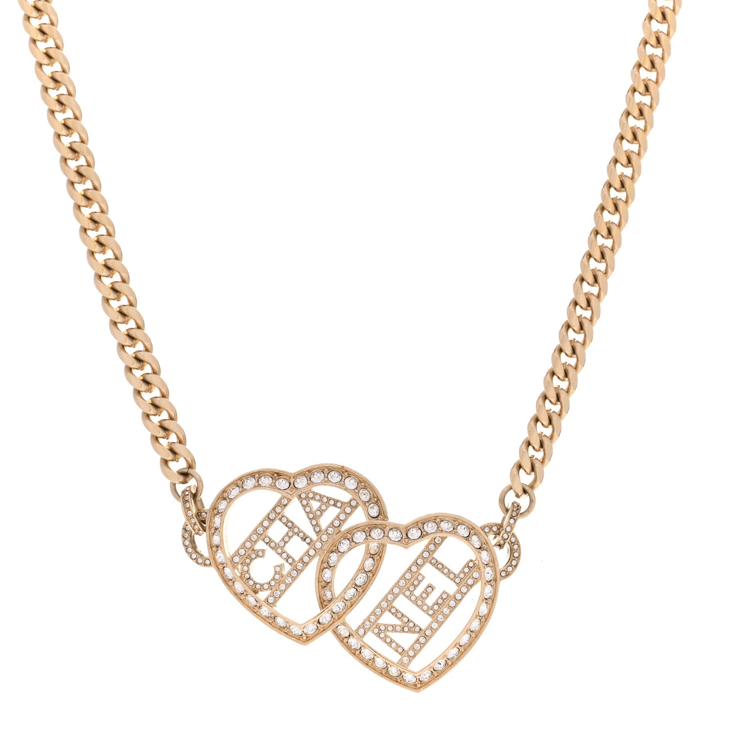 Chanel Crystal Logo Heart Choker Gold 1 of 6