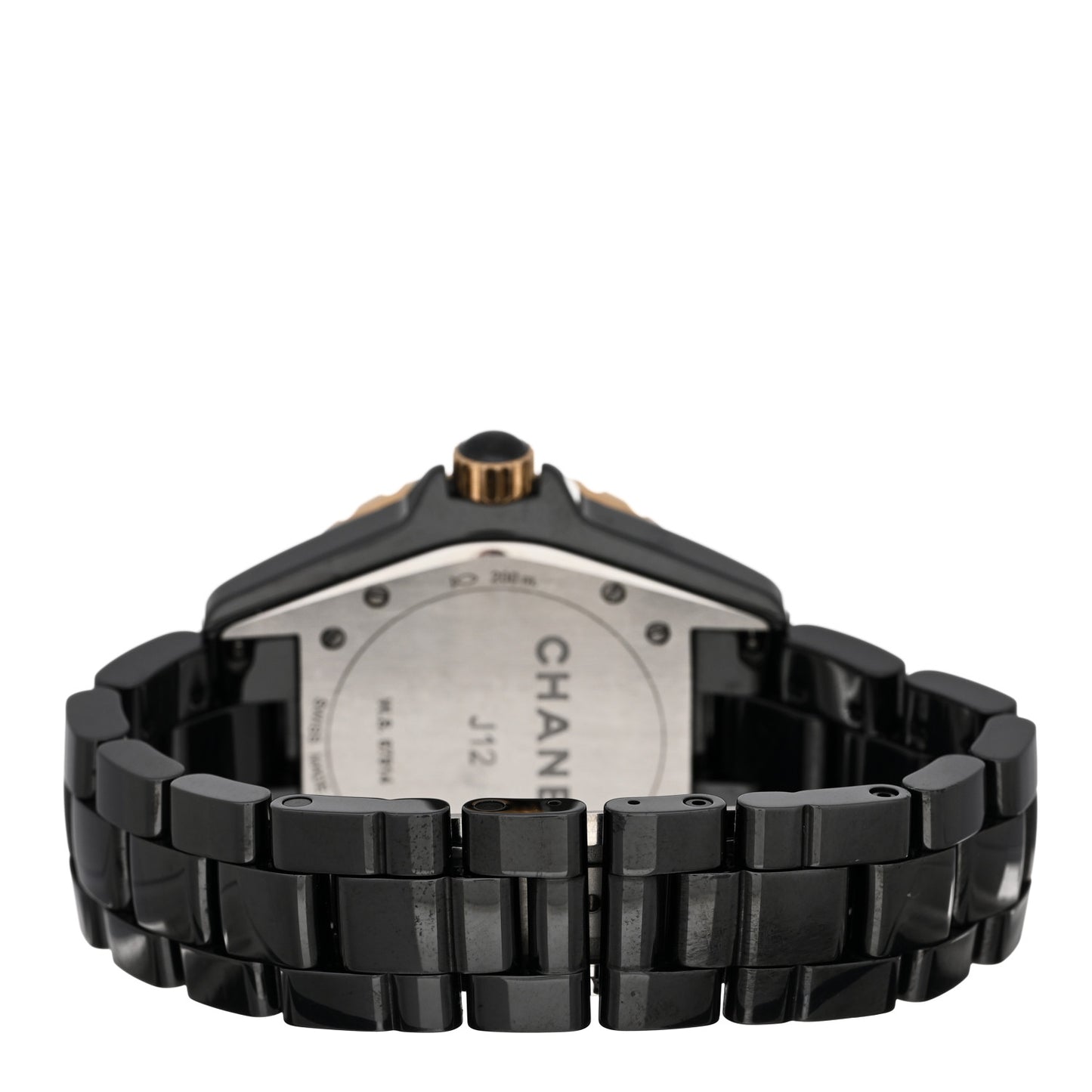 Stainless Steel 18K Yellow Gold Ceramic Diamond 38mm J12 Quartz Watch Black