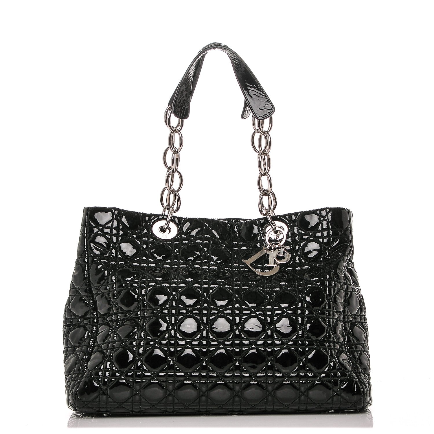 Christian Dior Patent Cannage Large Dior Soft Shopping Tote Black 1 of 6