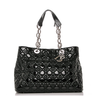 Christian Dior Patent Cannage Large Dior Soft Shopping Tote Black 1 of 6