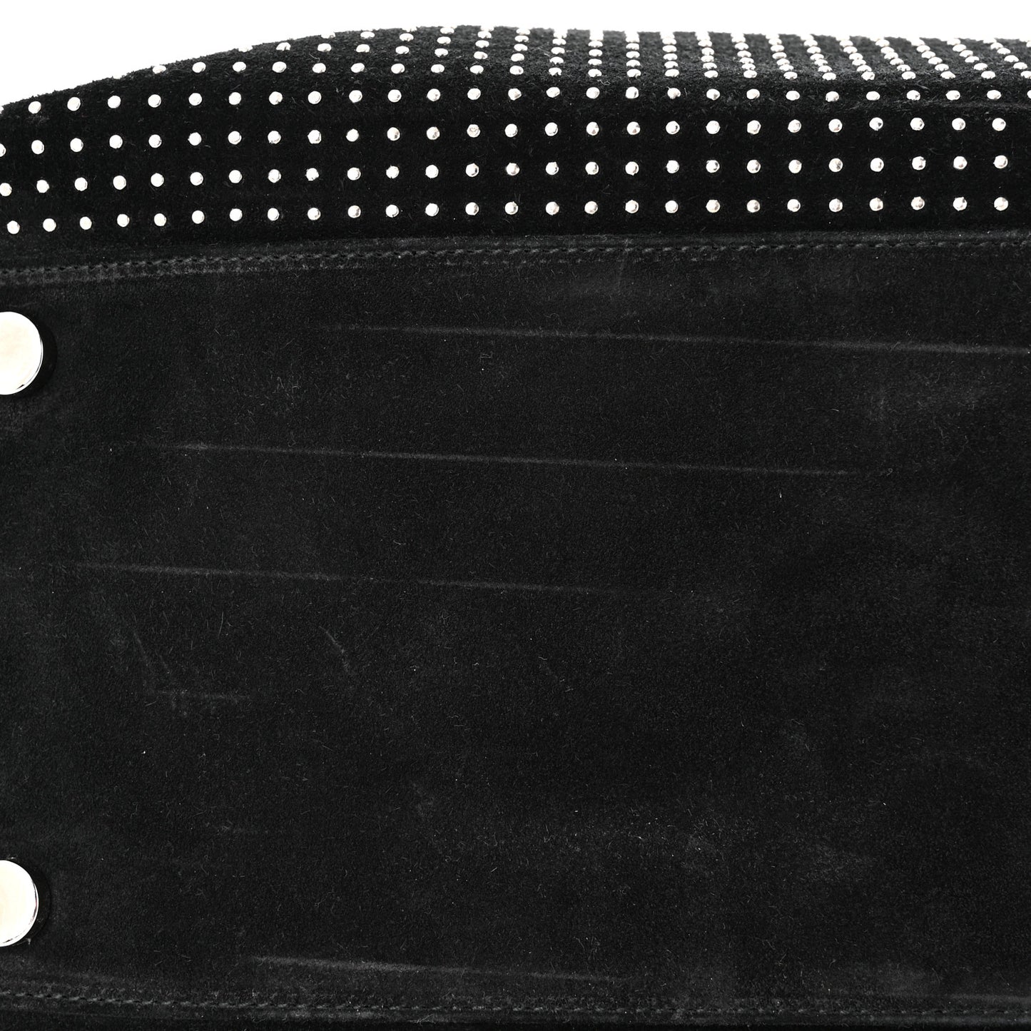 Calfskin Suede Studded Reversible East West Shopping Tote Black