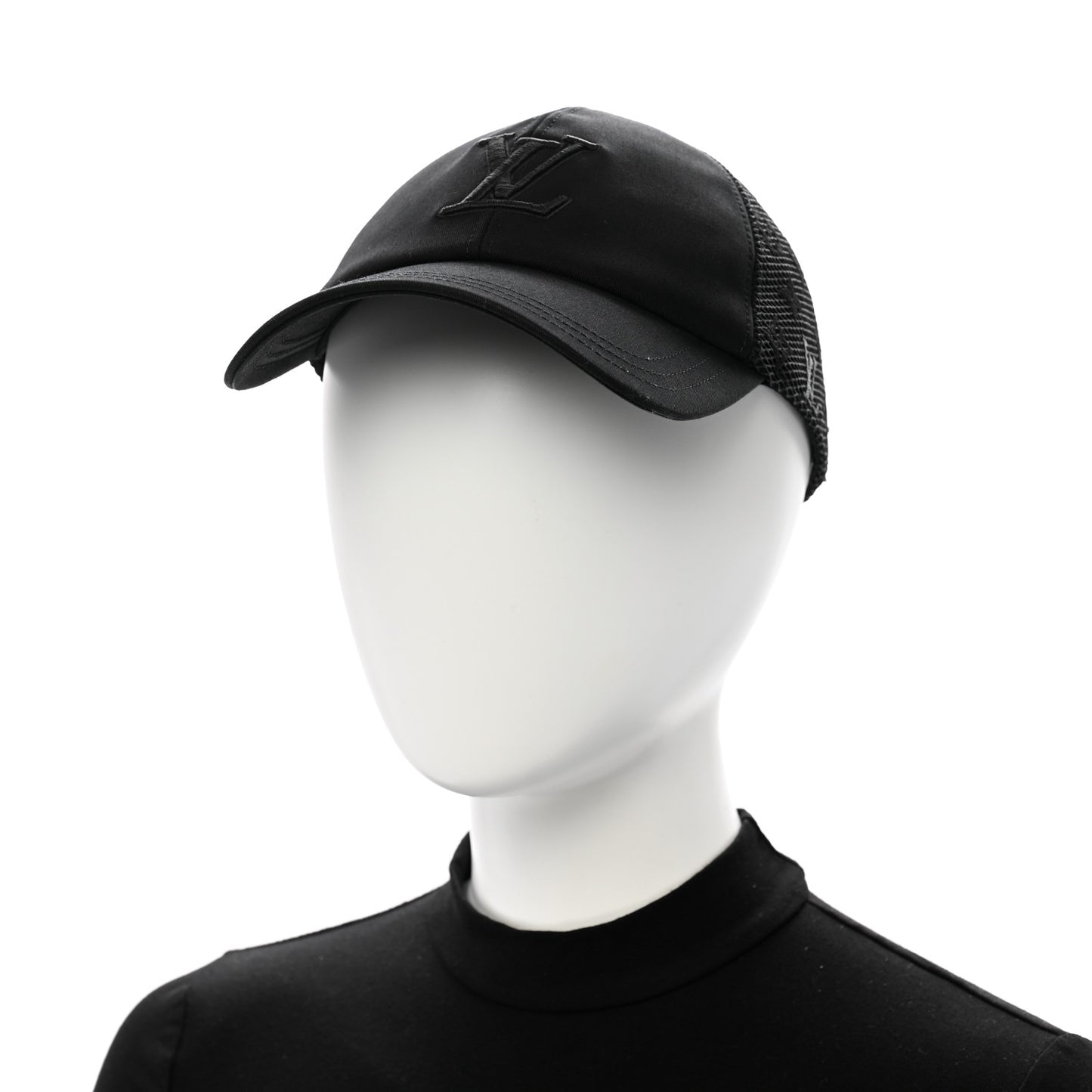 Cotton Mesh LV Signature Cap L Black