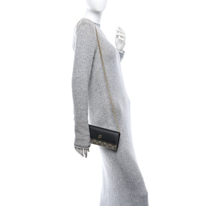 Gucci Dollar Calfskin GG Supreme Monogram Petite GG Marmont Wallet Chain Bag Black Beige Ebony 2 of 10
