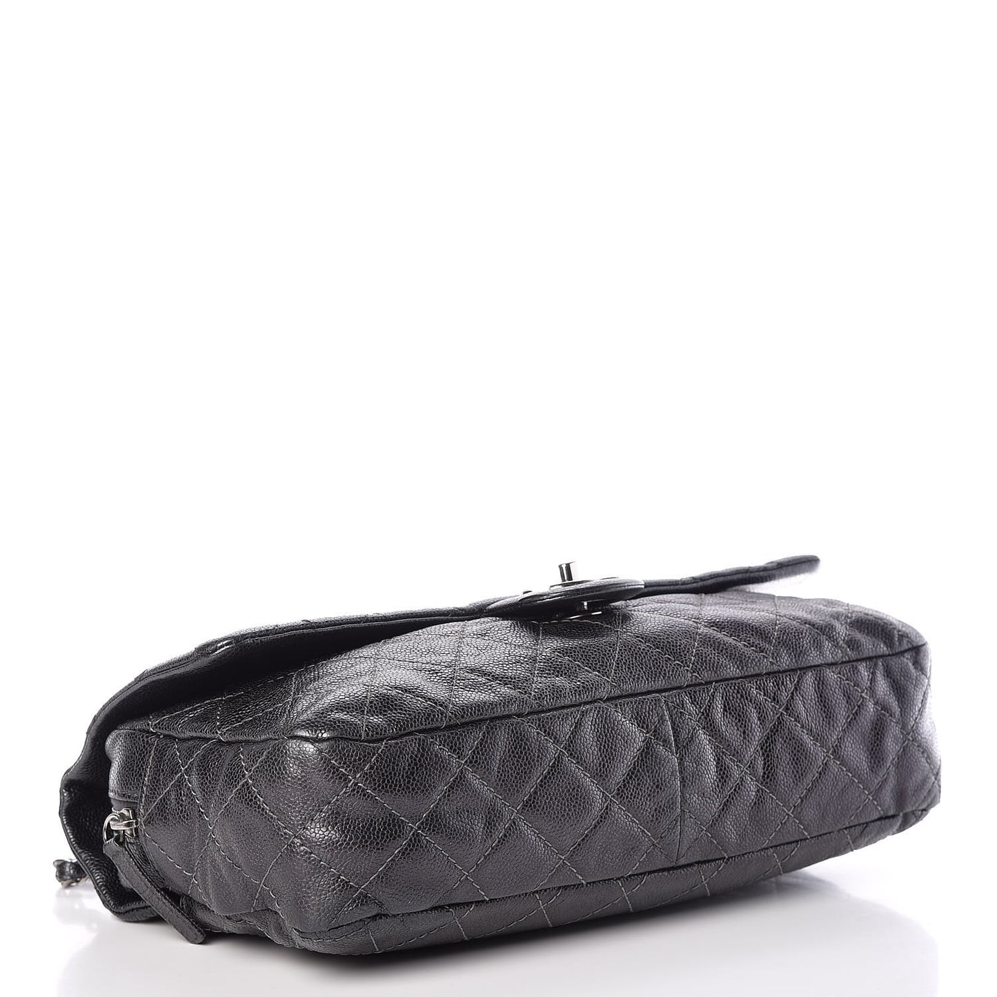 Iridescent Caviar Quilted Large Chic Flap Grey