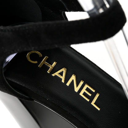 Chanel Patent Suede CC Platform Pumps 36 Black 8 of 9