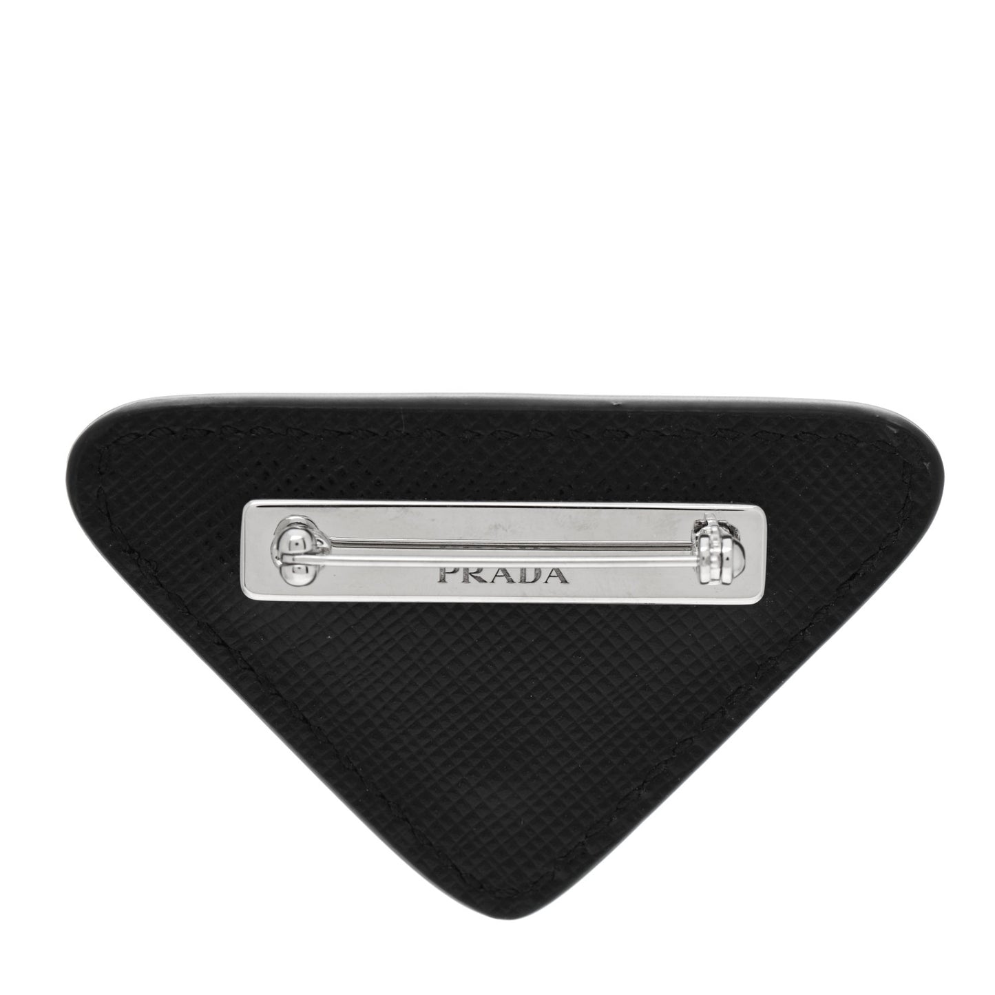 Saffiano Enamel Logo Triangle Pin Black