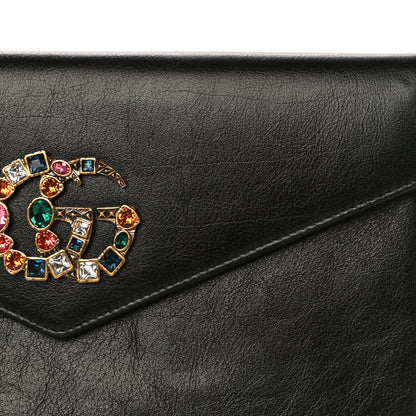 Gucci Calfskin Crystal GG Broadway Envelope Clutch Black 11 of 11