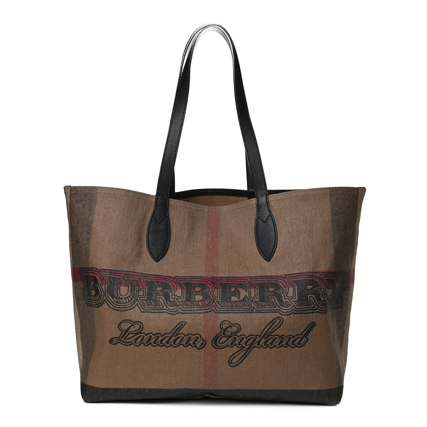 Burberry Coated Canvas Mega Check Medium Doodle Tote Black 1 of 16