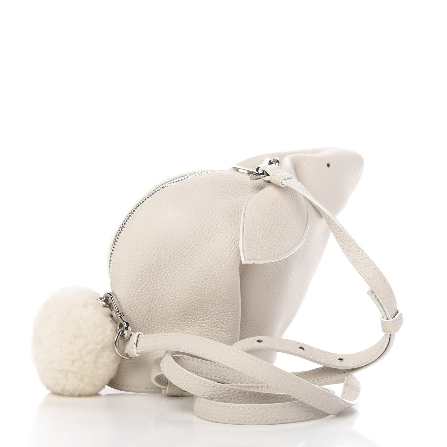 Calfskin Shearling Mini Bunny Crossbody Bag White