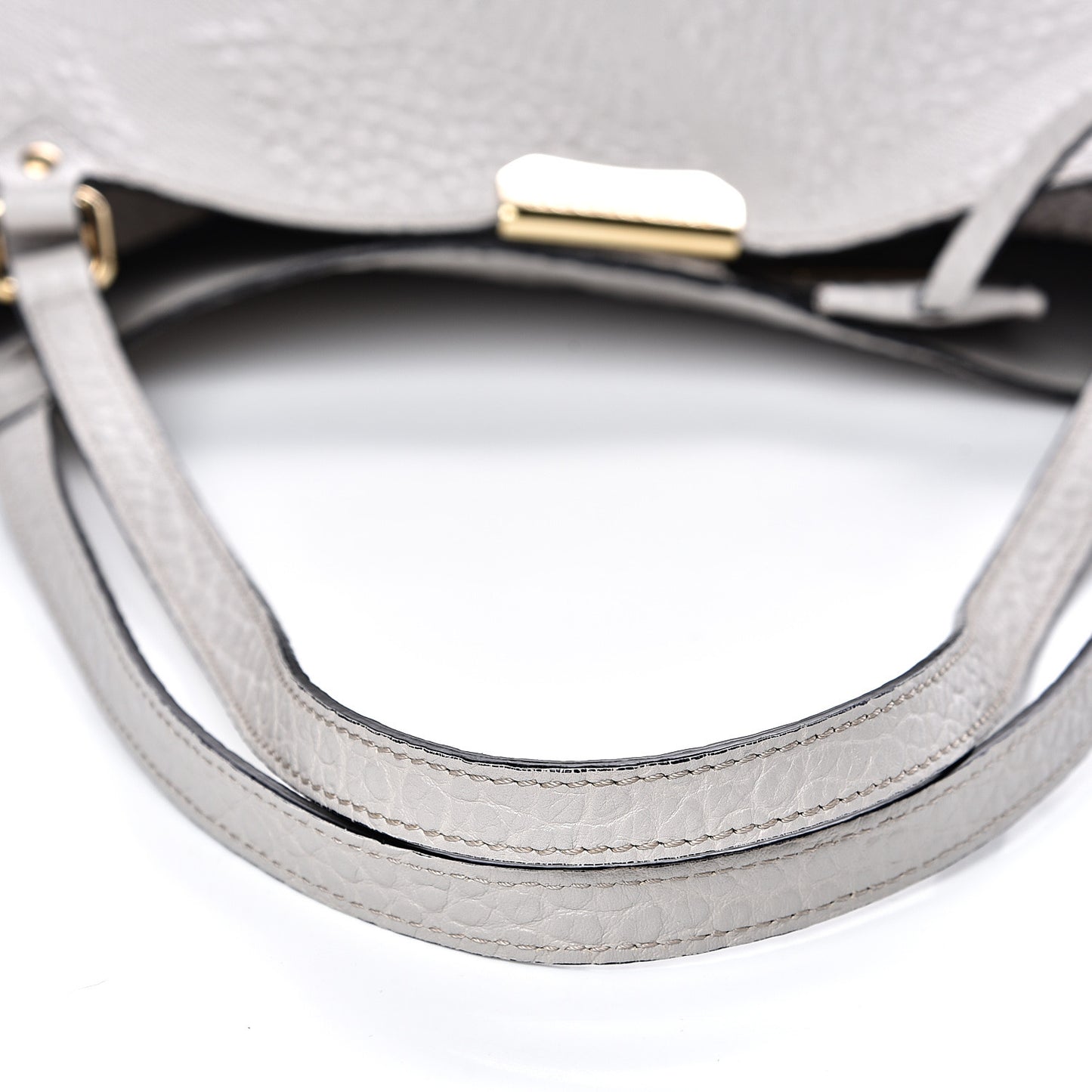 Signature Grain Calfskin Check Embossed Small Canterbury Tote Stone White