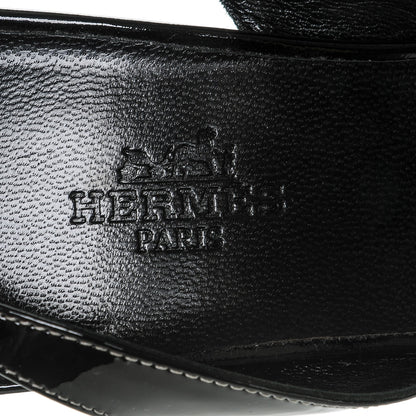 Hermes Patent Night 70 Slingback Sandals 38.5 Black 8 of 8