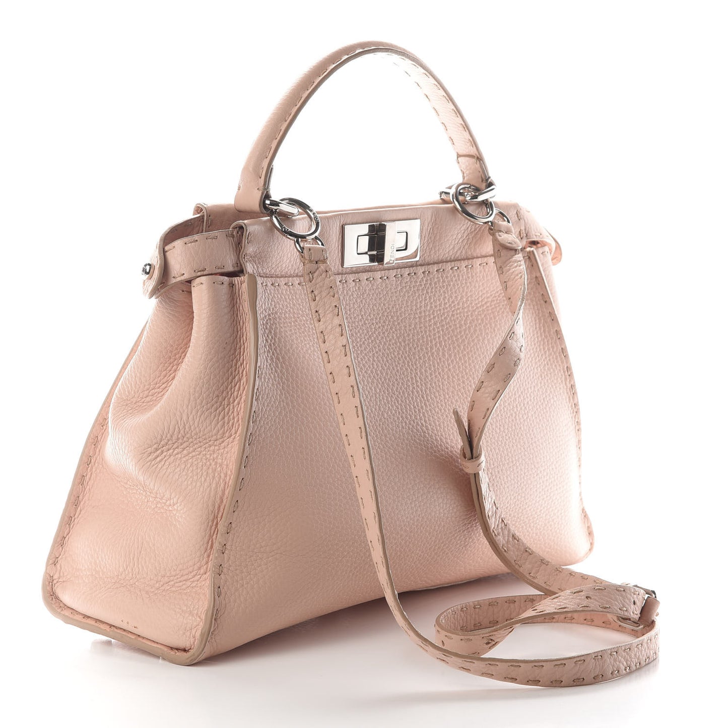 Cuoio Romano Selleria Bi-Color Medium Peekaboo Iconic Satchel Rosa Plaster Pesca