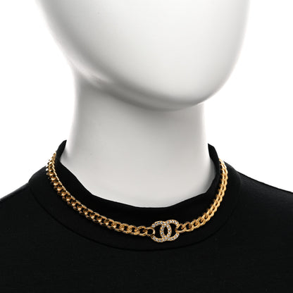 Chanel Crystal Chain Link CC Choker Necklace Gold 2 of 6