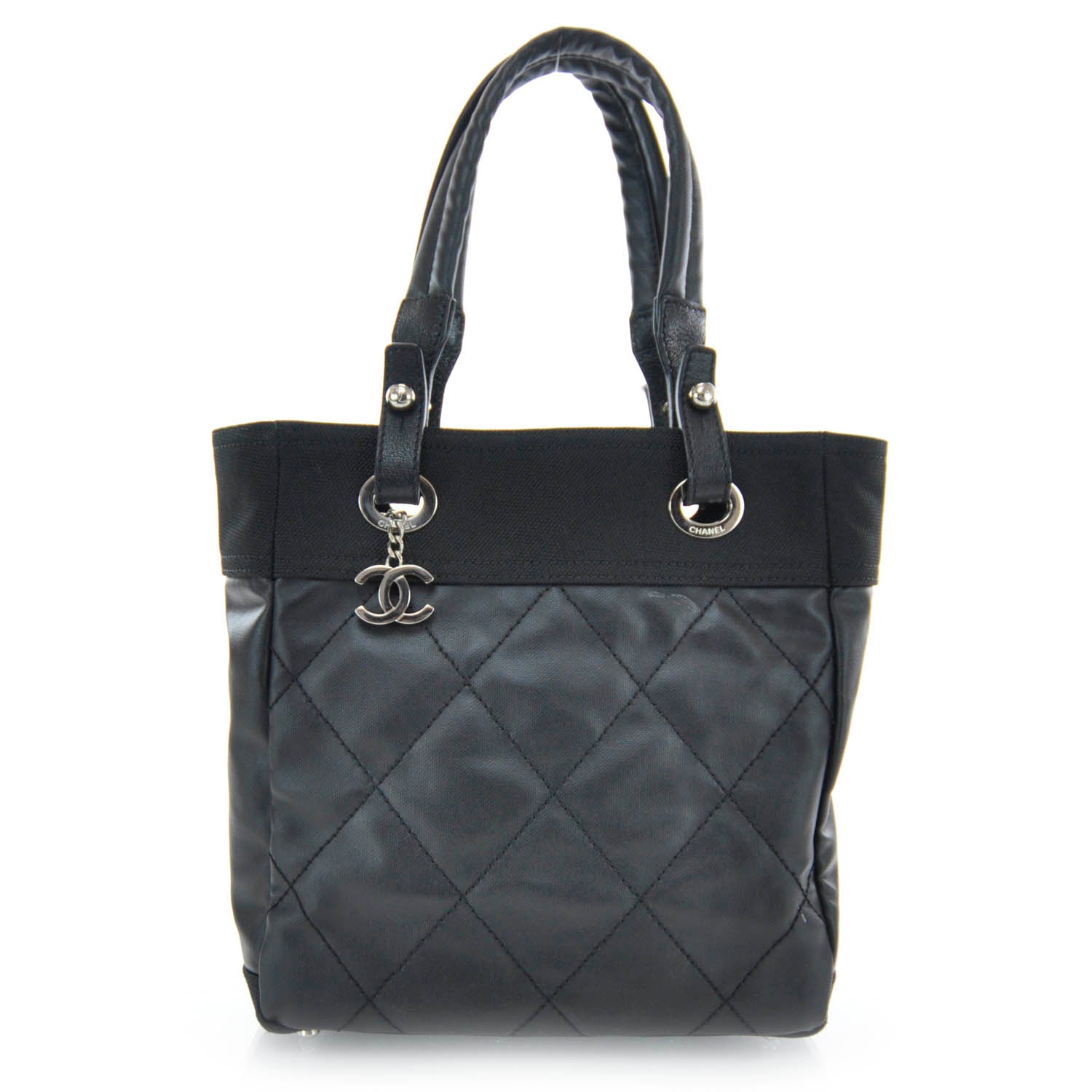 Chanel Coated Canvas Paris Biarritz Tote Black 1 of 8
