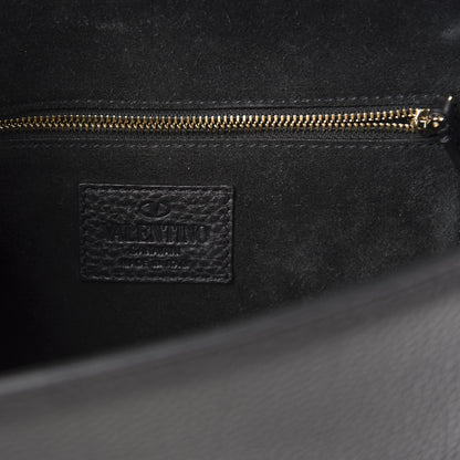 Valentino Garavani Pebbled Calfskin Medium Glam Lock Rockstud Flap Black 6 of 11