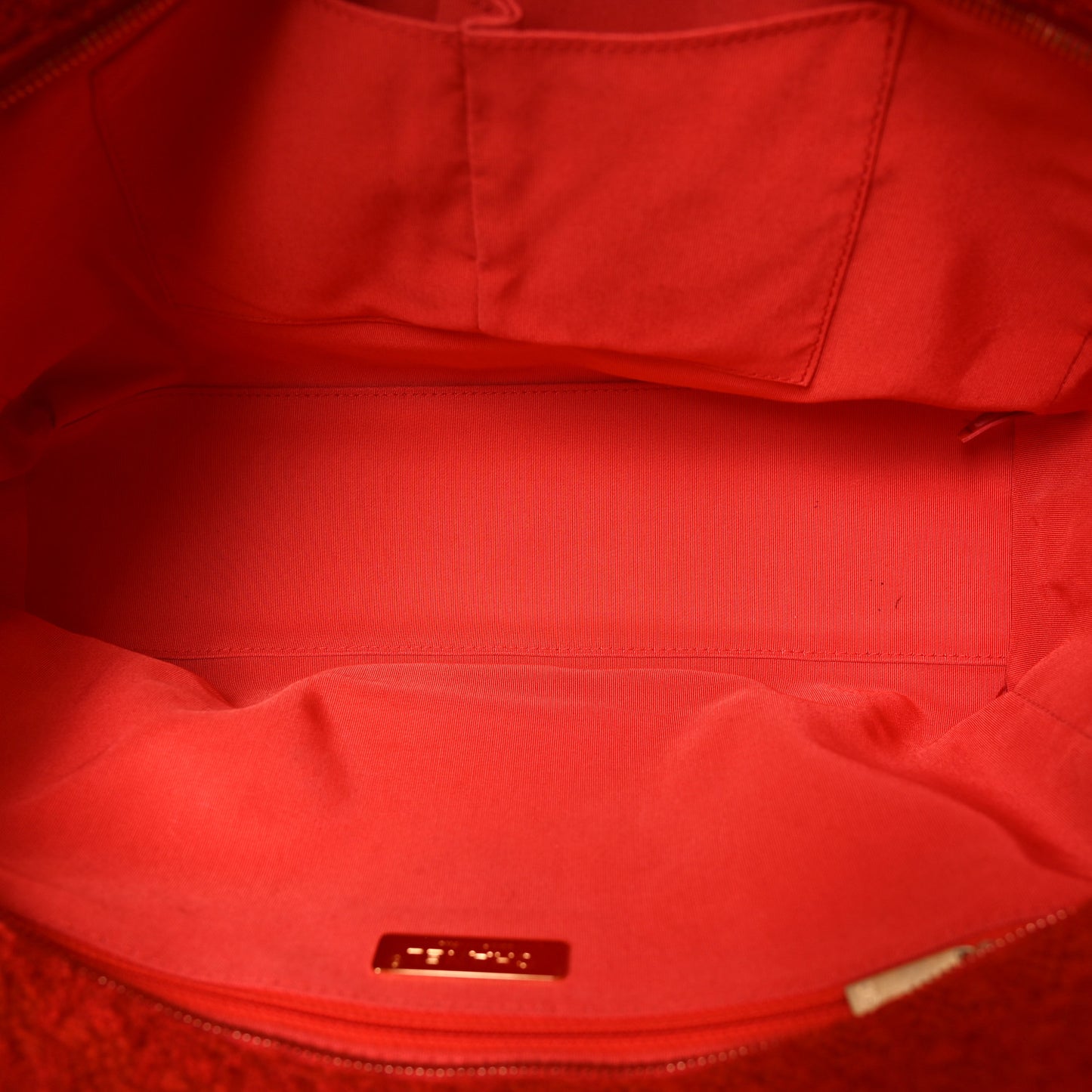 Wool Tweed Large Zipped Shopping Tote Dark Orange