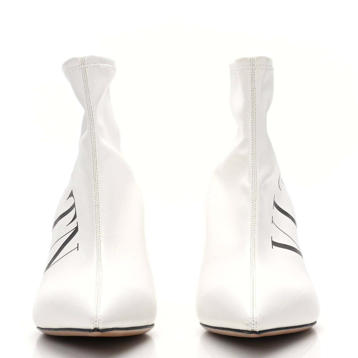 Eco Leather VLTN 70mm Sock Booties 38.5 White Black