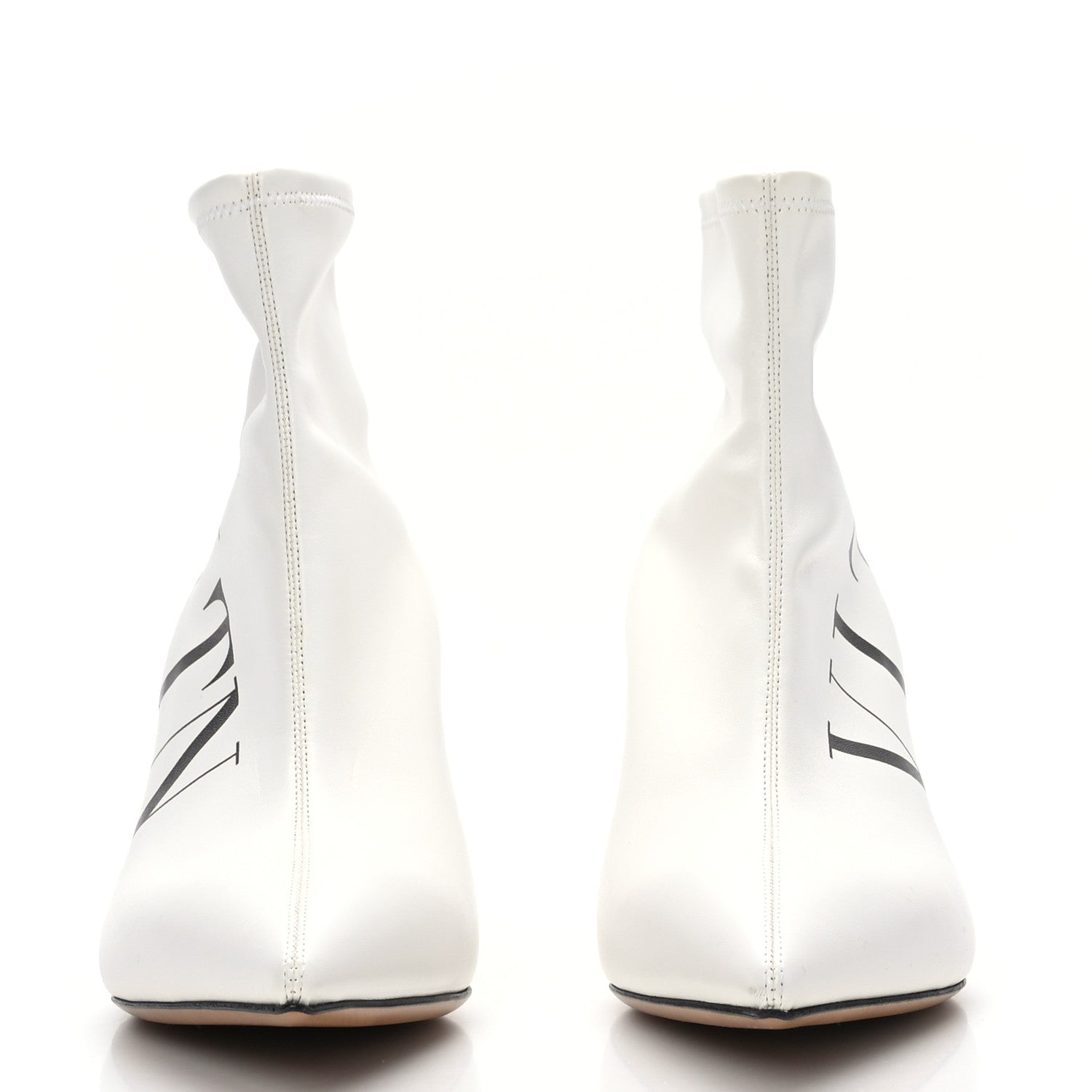 Valentino Garavani Eco Leather VLTN 70mm Sock Booties 38.5 White Black 2 of 7