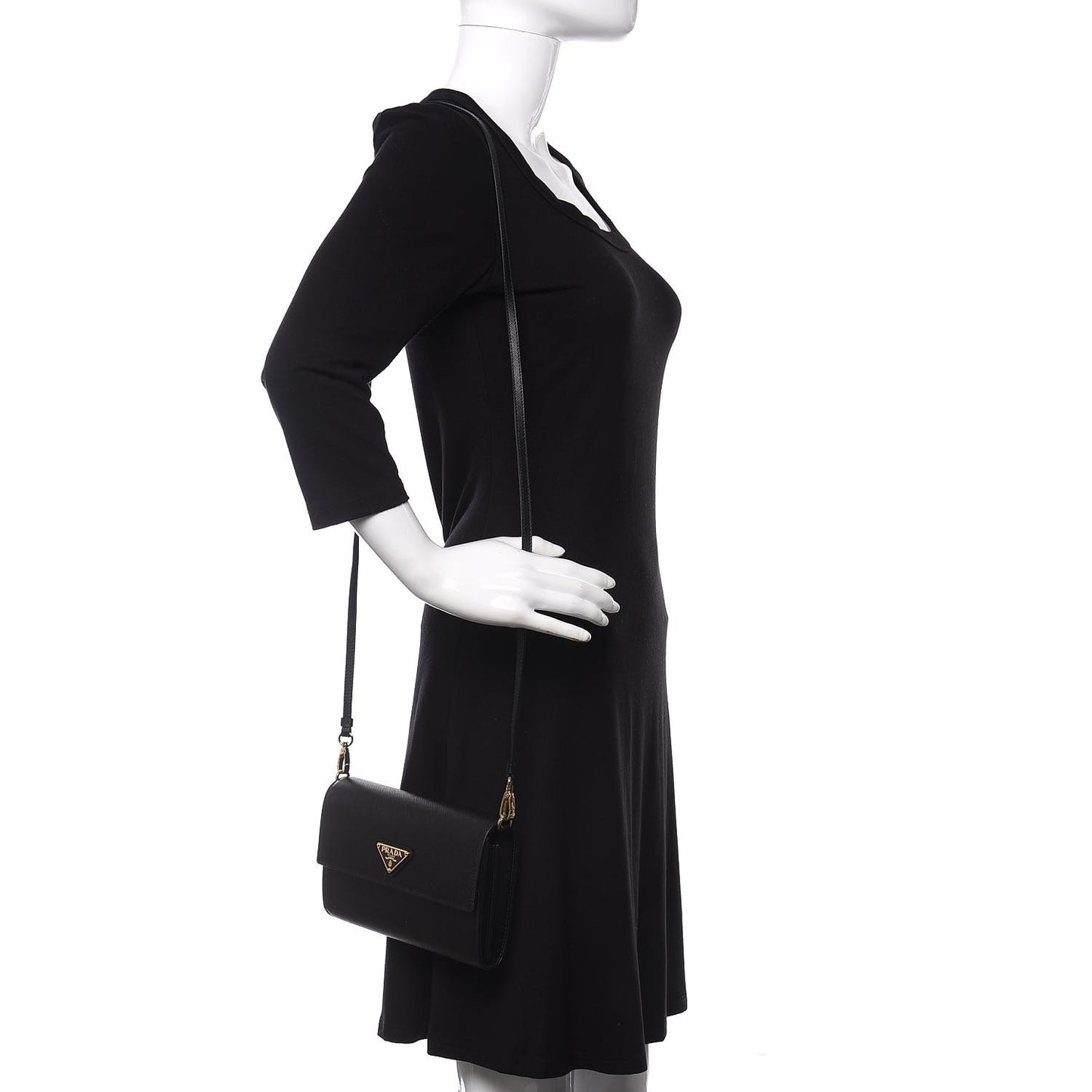 Saffiano Wallet With Shoulder Strap Black