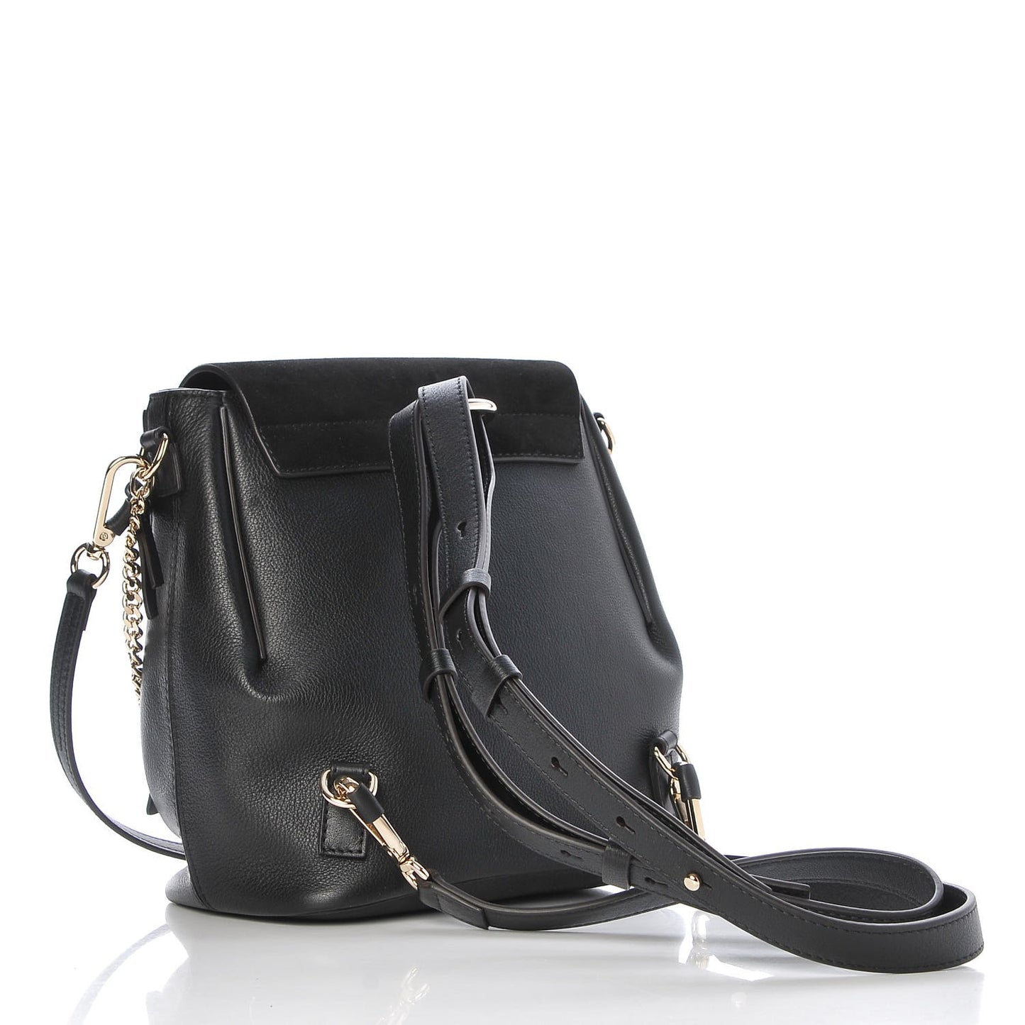 Suede Calfskin Small Faye Backpack Black