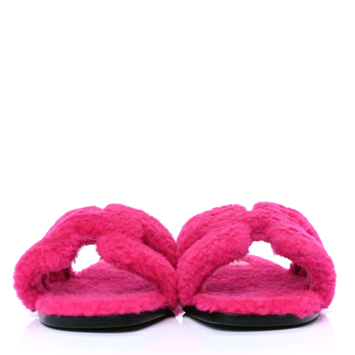 Hermes Woolskin Oran Sandals 37 Rose Fuchsia 2 of 4