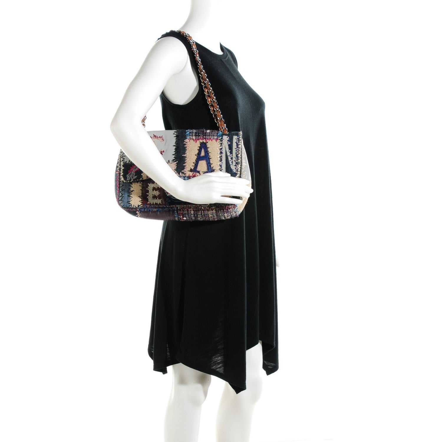Chanel Denim Tweed Patchwork Jumbo Single Flap Multicolor 2 of 8
