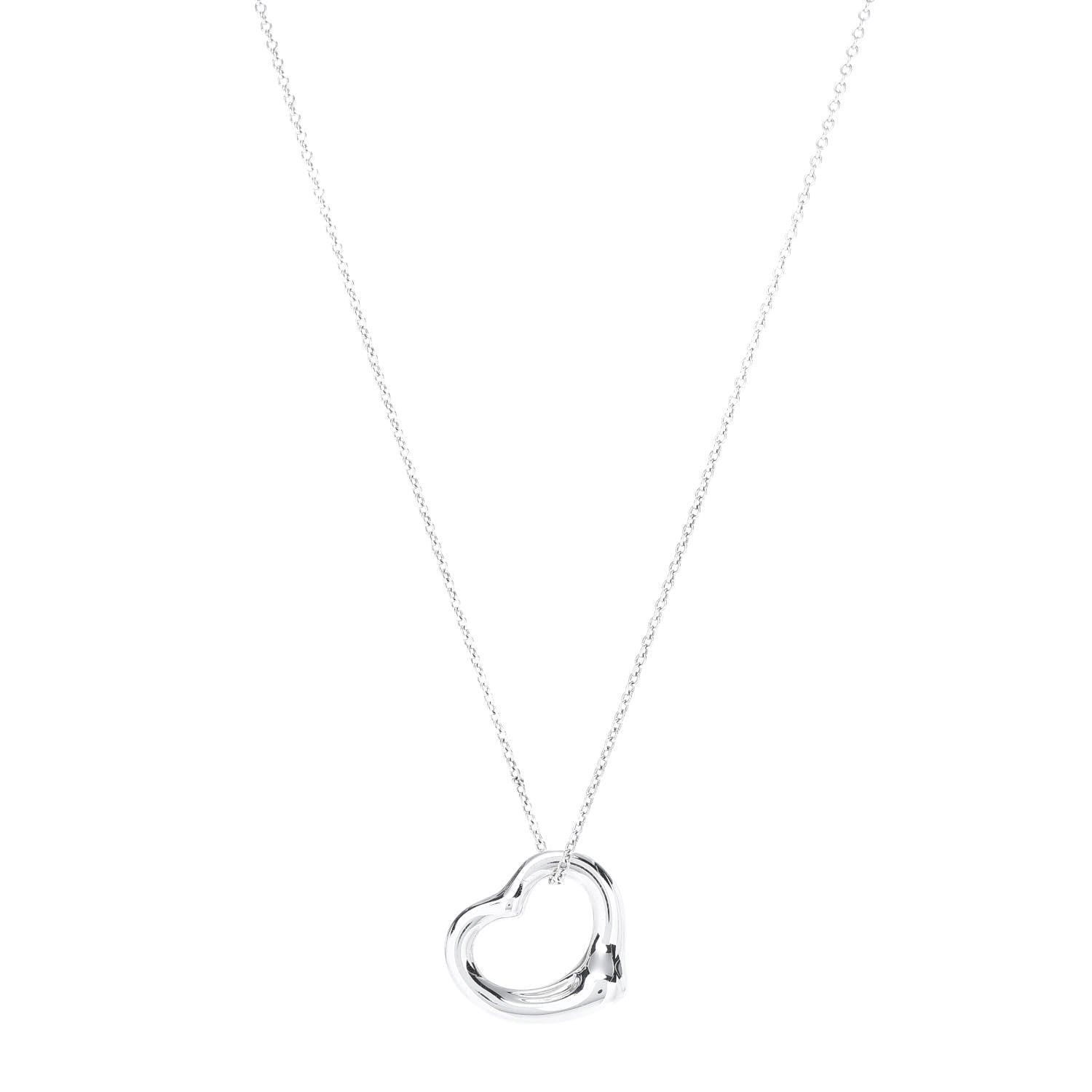 Tiffany Sterling Silver 16mm Elsa Peretti Open Heart Pendant Necklace 1 of 7