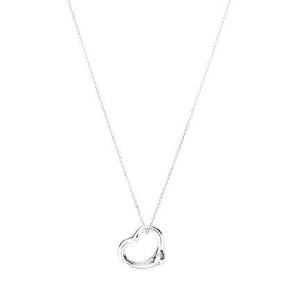 Tiffany Sterling Silver 16mm Elsa Peretti Open Heart Pendant Necklace 1 of 7