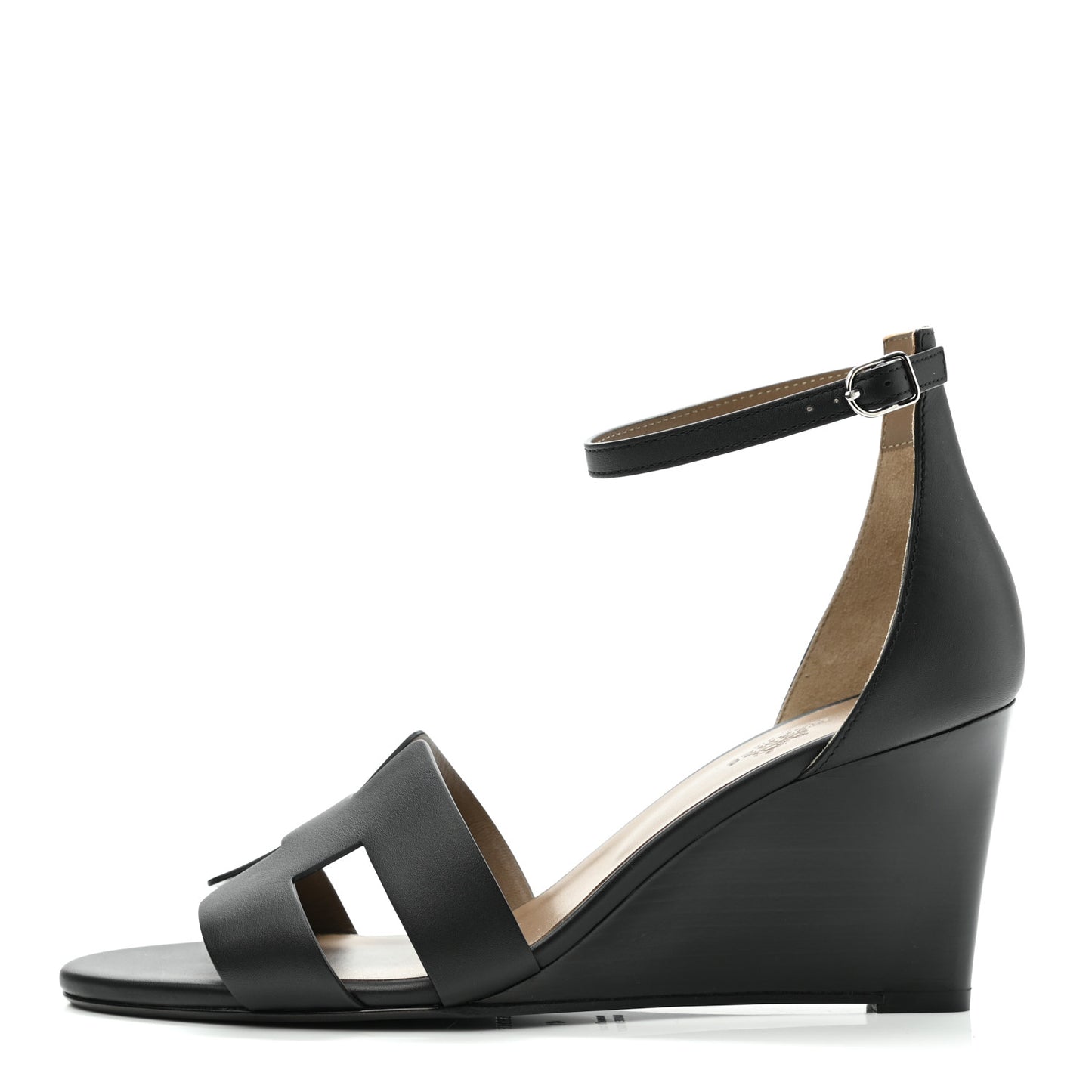 Calfskin Legend Wedge Sandals 41 Black