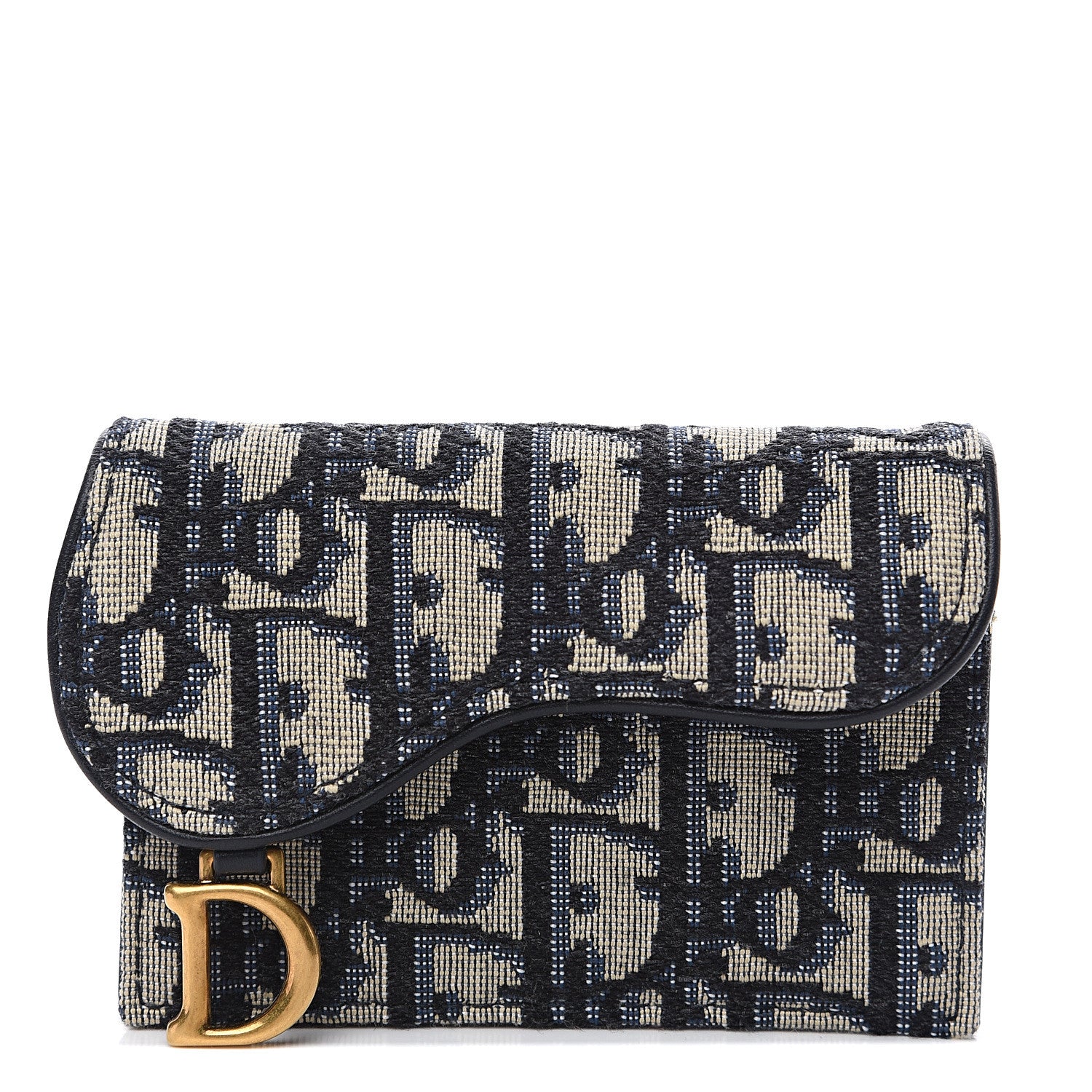 Christian Dior Oblique Saddle Card Holder Blue 1 of 7