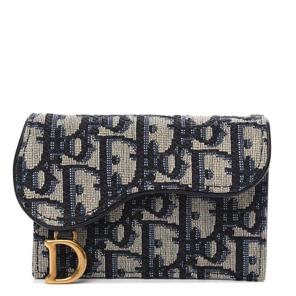 Christian Dior Oblique Saddle Card Holder Blue 1 of 7