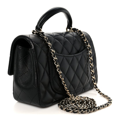 Chanel Lambskin Quilted Mini Top Handle Rectangular Flap Black 3 of 11