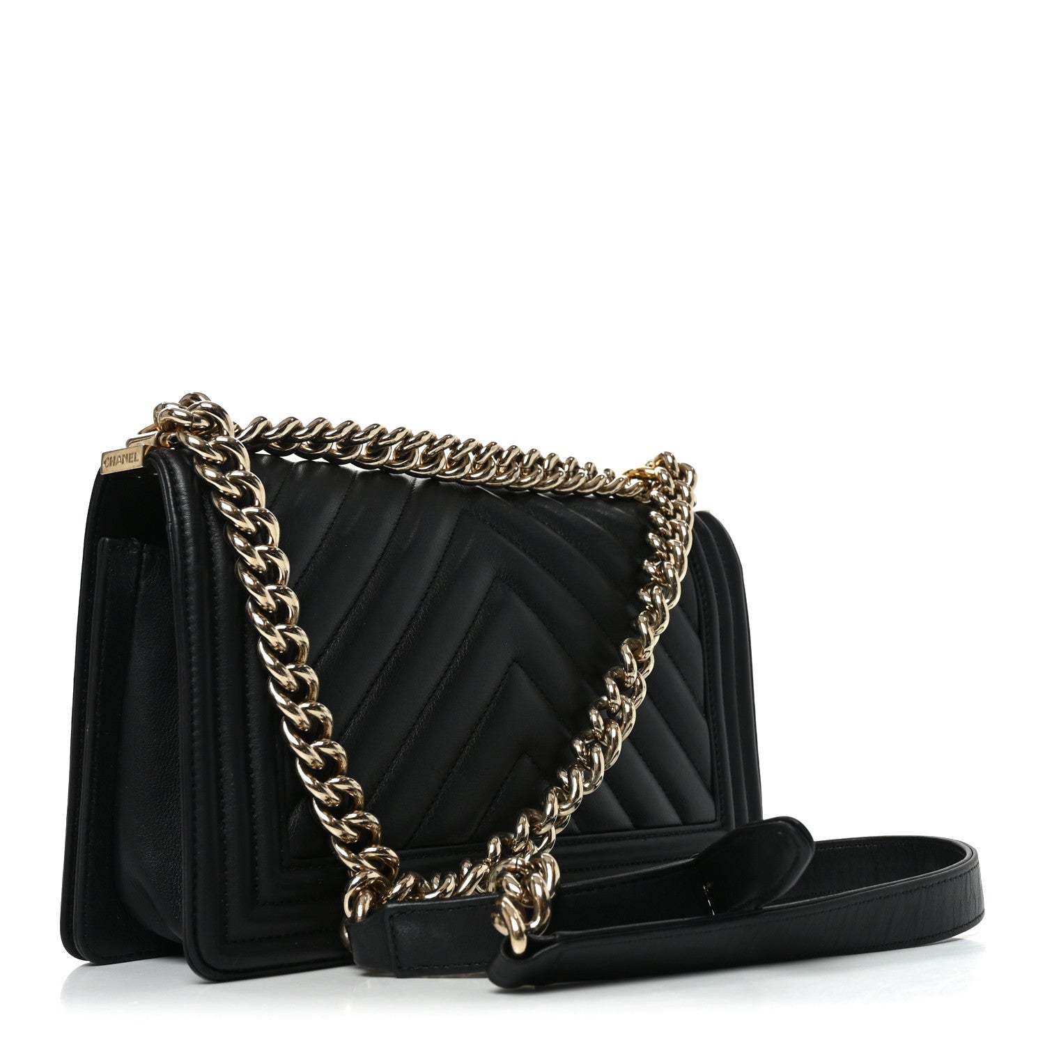 Chanel Lambskin Chevron Quilted Medium Boy Flap Black 3 of 10