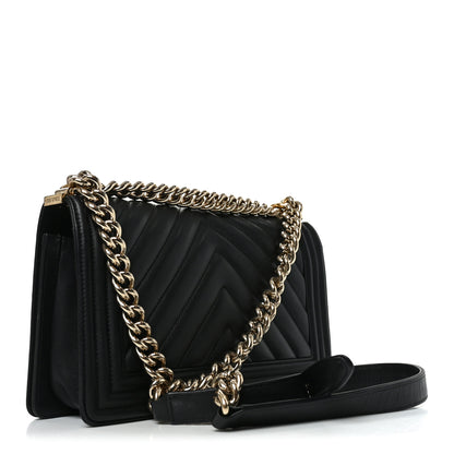 Chanel Lambskin Chevron Quilted Medium Boy Flap Black 3 of 10