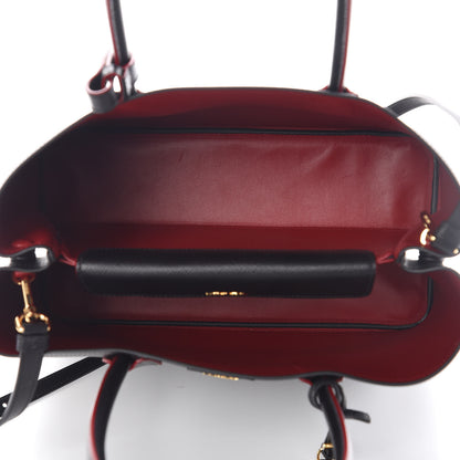 Prada Saffiano Cuir Large Double Bag Black Fuoco 8 of 11
