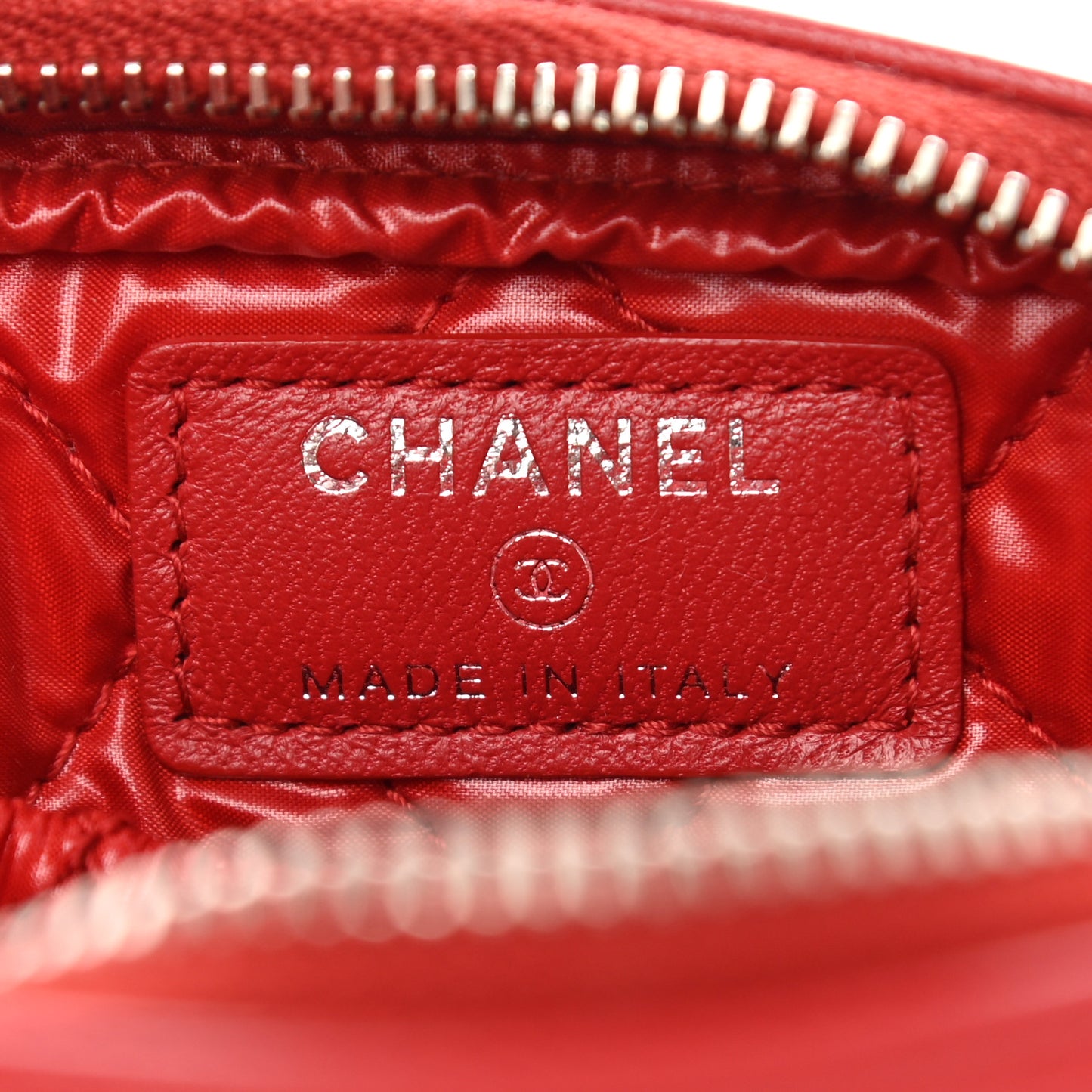 Lambskin Quilted Small Curvy Pouch Cosmetic Case Red