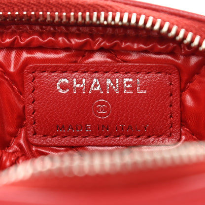 Chanel Lambskin Quilted Small Curvy Pouch Cosmetic Case Red 6 of 8
